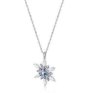 Simulated Blue Topaz Snowflake Pendant in Sterling Silver